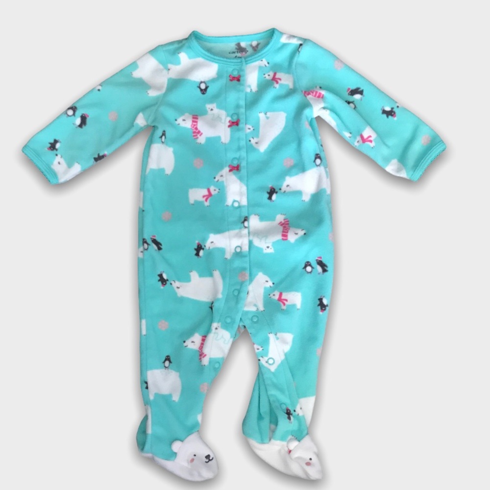 4/$20🥳 Turquoise Polar Bear Fleece Sleeper